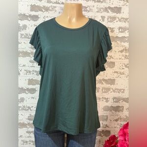 Elegant Ruffle Sleeve Blouse - Teal